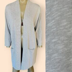 DONNI Anthropologie Rib Long Open Cardigan Duster Sweater One Size Fits All Gray